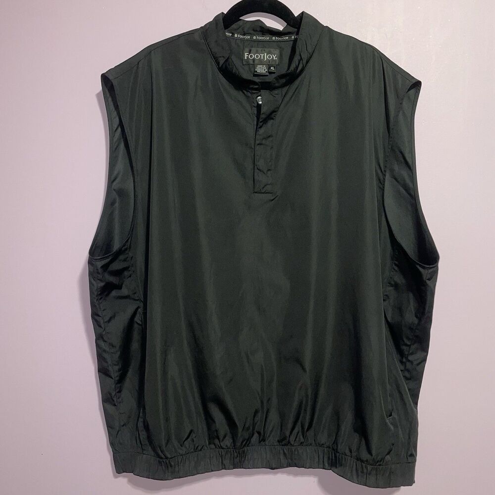 FootJoy Windbreaker Vest Men Size XL Black Pullover Golf Outdoor Athletic Pocket